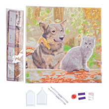 Load image into Gallery viewer, Crystal Art 12" Canvas Kit-Cat & Dog into the Woods