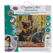 Load image into Gallery viewer, Crystal Art 12" Canvas Kit-Cat & Dog into the Woods