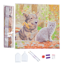 Load image into Gallery viewer, Crystal Art 12&quot; Canvas Kit-Cat &amp; Dog into the Woods
