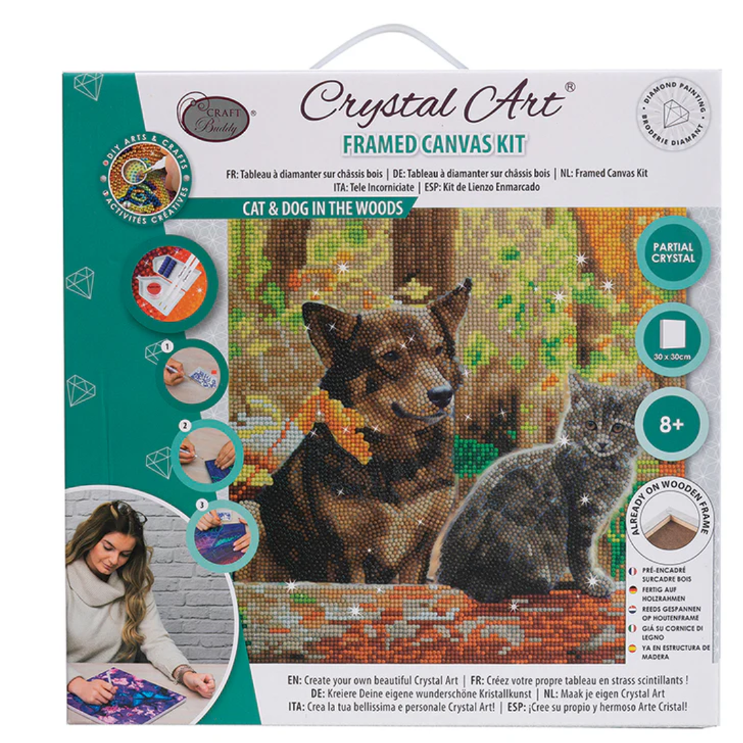 Crystal Art 12" Canvas Kit-Cat & Dog into the Woods