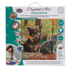 Load image into Gallery viewer, Crystal Art 12&quot; Canvas Kit-Cat &amp; Dog into the Woods
