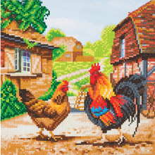 Load image into Gallery viewer, Crystal Art 12&quot; Canvas Kit-Farmyard Chickens
