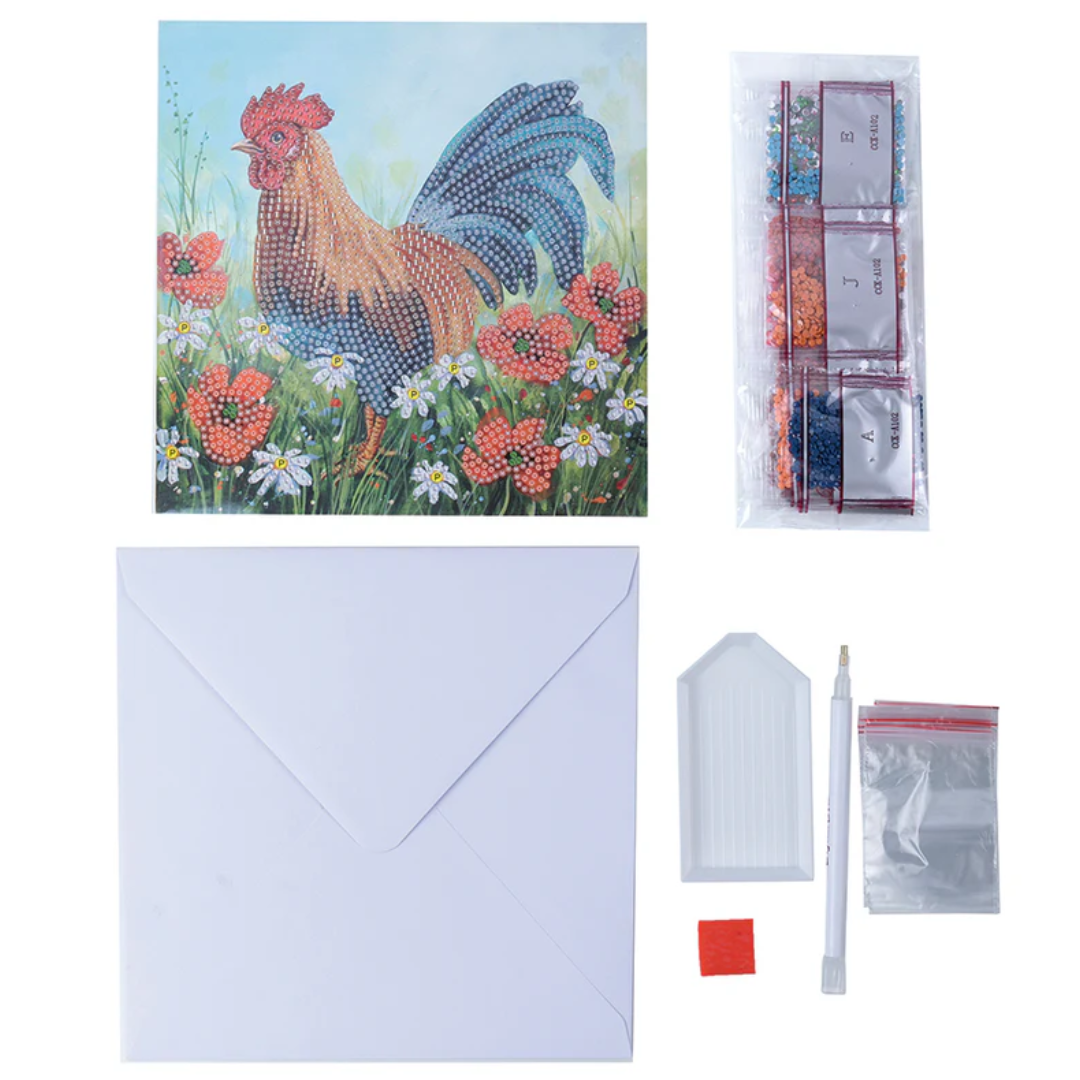 Crystal Art Card Kit - Rooster