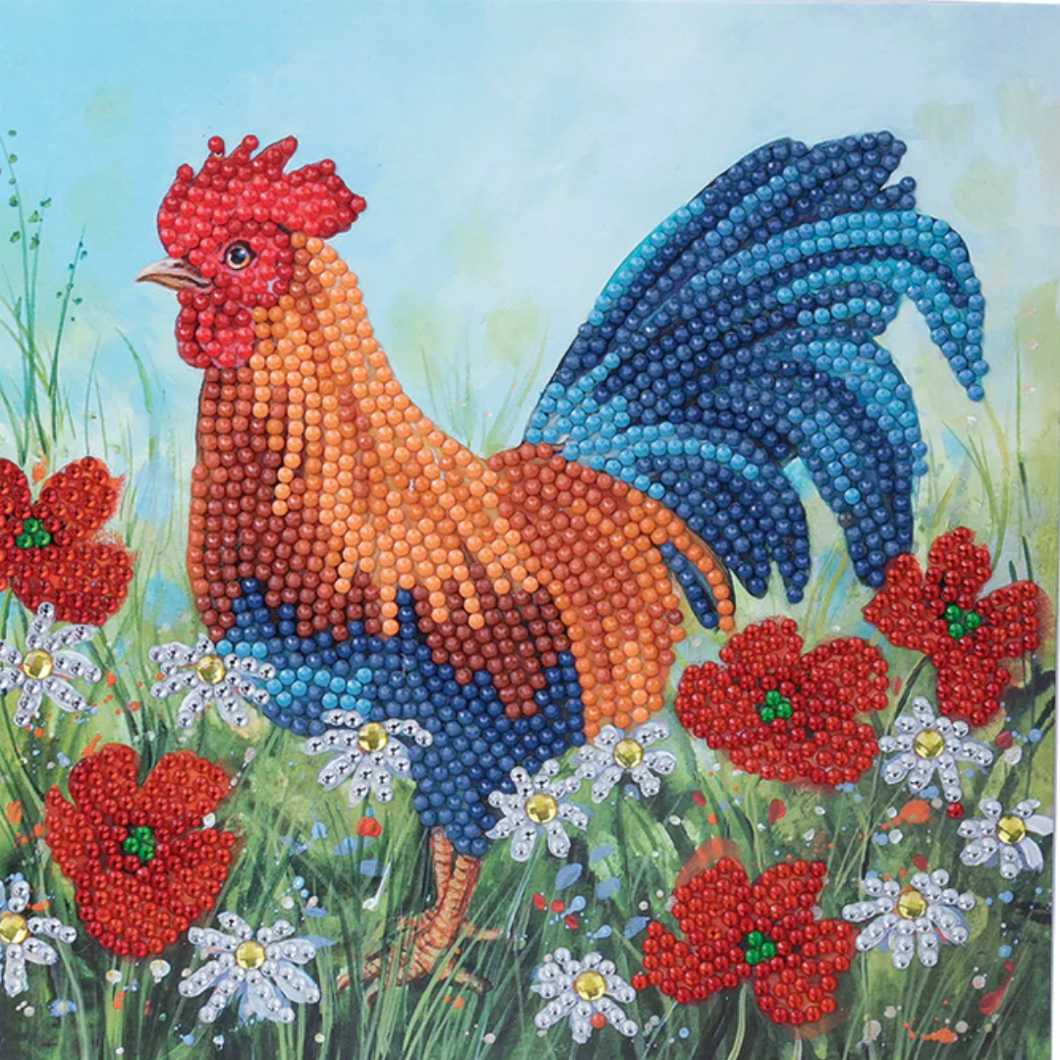 Crystal Art Card Kit - Rooster