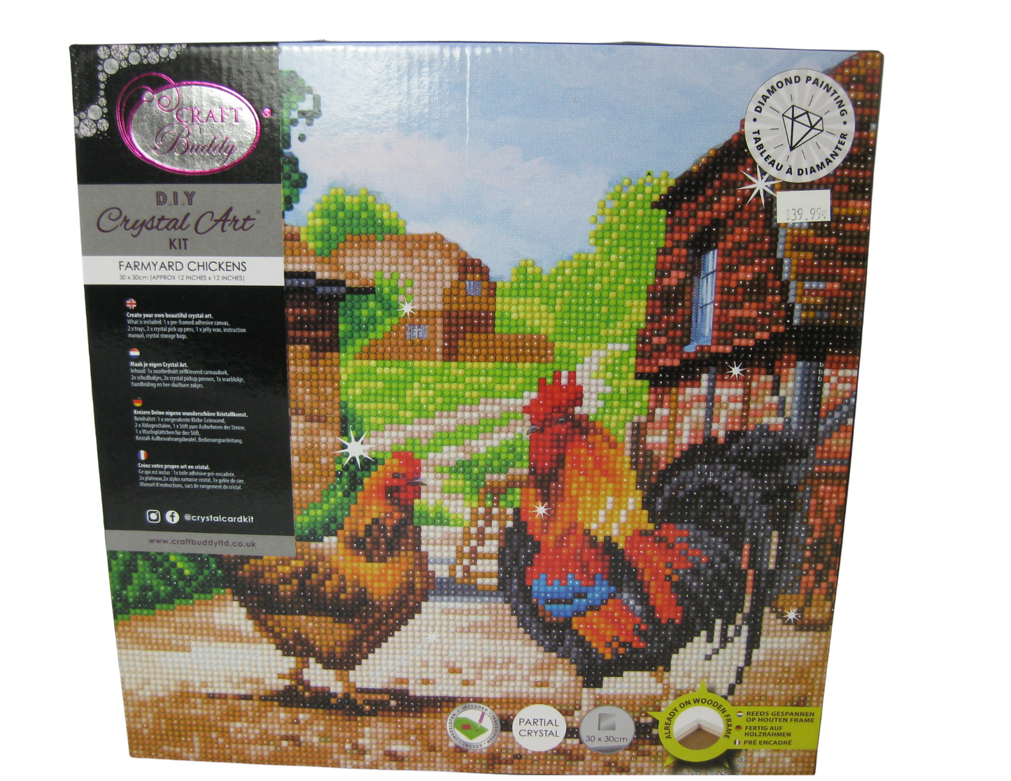 Crystal Art 12" Canvas Kit-Farmyard Chickens